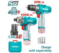 Set Avvitatore ad Impulsi 1/4" 12V TOTAL- Kit Trapano Professionale + Accessori