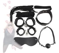 Set B`D'S`M di coppia in peluche nero in 7 pezzi, abbigliamento romantico per professionisti e principianti.