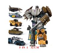 (SET B SENZA SCATOLA) Haizhixing 5 IN 1 Trasformazione Bruticus 5 IN 1 Set Aerei Auto Carro Armato Robot