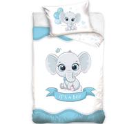 Set Baby Bettwäsche Elefant Blu 100 x 135 cm 100% Cotone