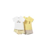 Set Baby Boy - Set Prima Messa 4 Pezzi - Set Neonato - Set Manica Corta Bambino - Maglietta e pantaloncini per neonati da 3 mesi a 18 mesi, solare, 6 mesi