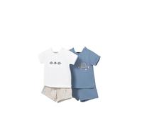 Set Baby Boy - Set Prima Messa 4 Pezzi - Set Neonato - Set Manica Corta Bambino - Maglietta e pantaloncini per neonati da 3 mesi a 18 mesi, Marea, 18 mesi