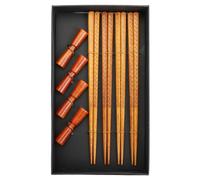 Set Bacchette e Supporto in Legno per Sushi e Noodles | Scatola Inclusa, Superficie Liscia e Design Delicato, per Hotel, Asporto, Casa e Idee Regalo