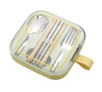 Set Bacchette Forchetta Cucchiaio Acciaio Inox Pieghevole Compatte con Portaogge