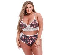 Baci Taglie Forti - Set Reggiseno Floreale in Pizzo con Vita Alta
