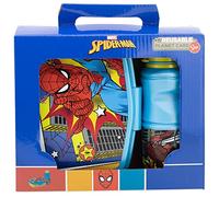 SET BACK TO SCHOOL COMPOSTO DA BOTTIGLIA DI PLASTICA DA 380 ML E CESTINO PER IL PRANZO CON POSATE. SENZA BPA | SPIDERMAN