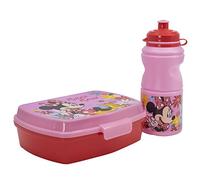 SET BACK TO SCHOOL COMPOSTO DA BOTTIGLIA DI PLASTICA DA 380 ML E CESTINO PER IL PRANZO CON POSATE. SENZA BPA | MINNIE MOUSE SPRING LOOK