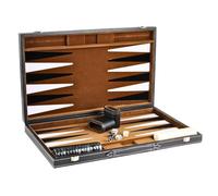 Set Backgammon in pelle marrone rustico, 53,3 cm
