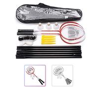 Set Badminton per 2 o 4 Giocatori - Racchette 3 Volani 1 Rete - Set perfetto per Bambini Ragazzi e Adulti - per tutta Famiglia - Spiaggia Giardino Vacanza (2 Racchette, Rosso)