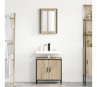 Set Bagno 2 Pezzi con Vanity e Mobile a Muro, Legno MDF Beige Opaco, Design Salvaspazio e Costruzione Robusta per Arredamento Interno, Finitura Elegante