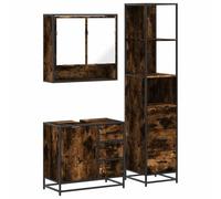 Set Bagno 3 Pezzi Rovere Fumo 166 cm | Truciolato resistente, metallo antiruggine, montaggio a parete, 3 elementi, design industriale