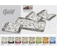 SET BAGNO 4 PEZZI TAPPETO + GIRO WATER FOGLIE FIORI SHABBY MODERNO