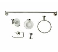 SET BAGNO 6 ACCESSORI PORTA ASCIUGAMANI SAPONE SPAZZOLINO ROTOLO GANCIO 52440
