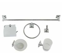 SET BAGNO 6 ACCESSORI PORTA ASCIUGAMANI SAPONE SPAZZOLINO ROTOLO GANCIO 52917