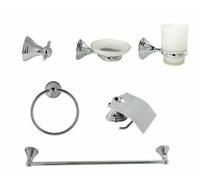 SET BAGNO 6 ACCESSORI PORTA ASCIUGAMANI SAPONE SPAZZOLINO ROTOLO SCOPINO 52390A