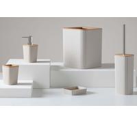 Set Bagno Accessori Completo - 5 Pezzi, in Plastica Liscia Con Dettagli Effetto