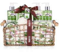 Set Bagno e Doccia Aloe Vera - 13 Pezzi - Idea Regalo Donna in Cestino di Vimini