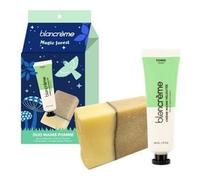 Blancrème - Duo Mani Mela - Sapone artigianale spaonificato a freddo esfoliante + crema mano 30 ml 97% naturale al burro di karité e cacao