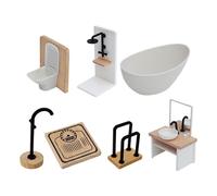 Set Bagno Miniatura per Casa delle Bambole Scala 1:12 con Lavabo E Doccia, Set 7pcs