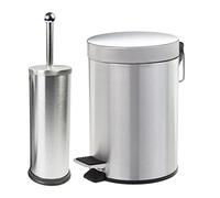 SET BAGNO PATTUMIERA INOX A PEDALE 3 LT CON PORTASCOPINO INOX