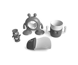 Set Bagno Prince Lionheart Eyefamily | Portaspazzolino, Estendi Rubinetto, Timer & Tazza Spazzolino Da Denti | Kit per abitudini da bagno salutari | Lavandino Bagno - Grigio