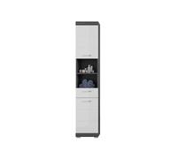 Set bagno Scott - Mobile sottolavello, mobile portaoggetti con specchio, colonna e 2 mezze colonne - grigio scuro e b