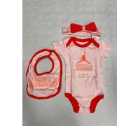 Set Bambino Jordan Nike 3 Pezzi Rosa Rosso Body Bavaglino Bandana 6-12M