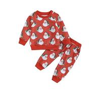 Set Bambino Ragazzo Inverno Manica Lunga Stampato San Nicola Top Pantaloni Due Pezzi Festa Inverno San Nicola Spettacolo Famiglia Regalo Anni Confortevole Cotone Morbido Decorazione Celebrazione