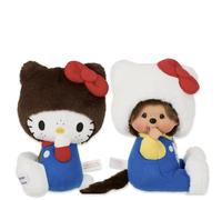Set bambola peluche Monchichi x Hello Kitty Sanrio Authentic Limited Edition
