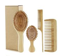 SET BAMBOO SET 4PCS BRUSH BAMBOO PACCOLA CRESCITA DI CAPELLI DI CAPELLI, COMPRENDE COMBINE A GIOCHIO, PELLA CORSO, E MINI PAGGI PER SHINE & JEALT
