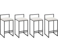 Set banco a Velluto, Pranzo, sedie Pelle con Schiena Lombare e Gamba in Metallo Nero, sgabelli industriali di Altezza da per l'isola della Cucina, Bar, Pub (, 75 cm)