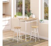 Set Bancone Bar con 2 Sgabelli Alti in Legno Stile Nordico, Tavolo Alto con Mensola e Sgabelli Cucina con Poggiapiedi, Bianco Description:Sfrutta al meglio anche i piccoli spazi grazie al nostro banco