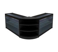 Set Bancone Nero Apollo LED K1200 LM60 con Vetrina Espositiva 3 Ripiani