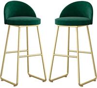 Set bancone sedie Bar ad Altezza Pollici con Ferro battuto Bacchette Alte sgabocchi di Velluto sgabelli Cucina, da libbre per Orso Alto ambizione (Verde 65 cm)