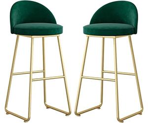 Set bancone sedie Bar ad Altezza Pollici con Ferro battuto Bacchette Alte sgabocchi di Velluto sgabelli Cucina, da libbre per Orso Alto ambizione (Verde 65 cm)
