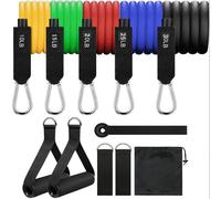 Set Bande Elastiche Fitness 5 Fasce 10LB 30LB TPE con Maniglie e Cinghie per