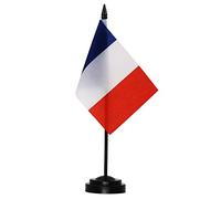Set bandiera da scrivania ANLEY France Deluxe - 6 x 4 pollici bandiera francese in miniatura da scrivania con asta solida da 12 "- Colore vivido e resistente allo sbiadimento - Base nera