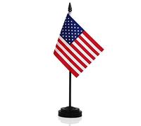 Set bandiera da scrivania ANLEY USA Deluxe - 6 x 4 pollici bandiera americana americana da tavolo in miniatura con asta solida da 12 "- colore vivido e resistente allo sbiadimento