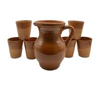 Set Bar 7 Pezzi in Ceramica - Brocca con 6 Bicchieri Coordinati - Artigianato Italiano Fatto a Mano - Ideale per Servire Acqua, Vino o Aperitivi - Stile Rustico
