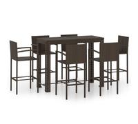 Set Bar da Giardino 7 pz con Braccioli in Polyrattan Marrone