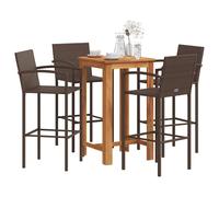 Set Bar Giardino 5pz Marrone Legno Massello Acacia e Polyrattan