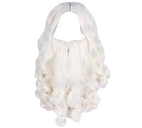 Set Barba e Parrucca da Babbo Natale per Uomo 2 Pezzi Barba Bianca Lunga da Mago con Cinturino Regolabile Parrucca da Babbo Natale Traspirante Finta Riutilizzabile per la Festa di