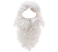 Set Barba e Parrucca da Babbo Natale per Uomo 2 Pezzi Barba Lunga da Mago con Cinturino Regolabile Parrucca da Babbo Natale Traspirante Riutilizzabile per la Festa di, Stile 2