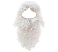 Set Barba e Parrucca da Babbo Natale per Uomo 2 Pezzi Barba Lunga da Mago con Cinturino Regolabile Parrucca da Babbo Natale Traspirante Riutilizzabile per la Festa di, Stile 2