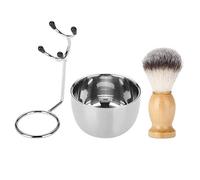 Set barba per uomo, ciotola barba in acciaio inox con spazzola e supporto, kit professionale per la cura del baffo con base antiscivolo per la rasatura a umido a casa o in