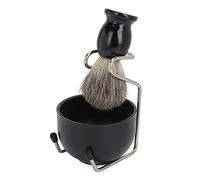 Set barba per uomo con supporto per la spazzola e ciotola per il sapone, kit di toelettatura per barba che include una spazzola per la barba, organizer compatto in metallo e