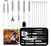Set Barbecue 13 Pezzi in Acciaio Inox - Kit Utensili Griglia, Accessori BBQ per Fuori, Picnic, Campeggio e Feste in Cortile