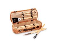 Set barbecue 5 attrezzi - valigetta di vimini - 13 x 26 x 61 cm - Garden Friend