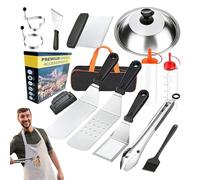 Set Barbecue,Accessori Utensili Grill Pratici - Set Da 14 Pezzi In Acciaio Inossidabile Resistente Per Cottura All'Aperto, Spiedini, Verdura, Carne, Campeggio E