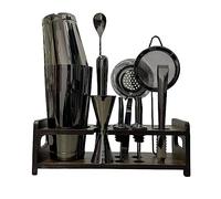Set Barman 12PCS Cocktail Shaker Set Kit Barista Con Supporto Bar Mixer Per Bevande Set da Bar, Shaker Boston(Black)